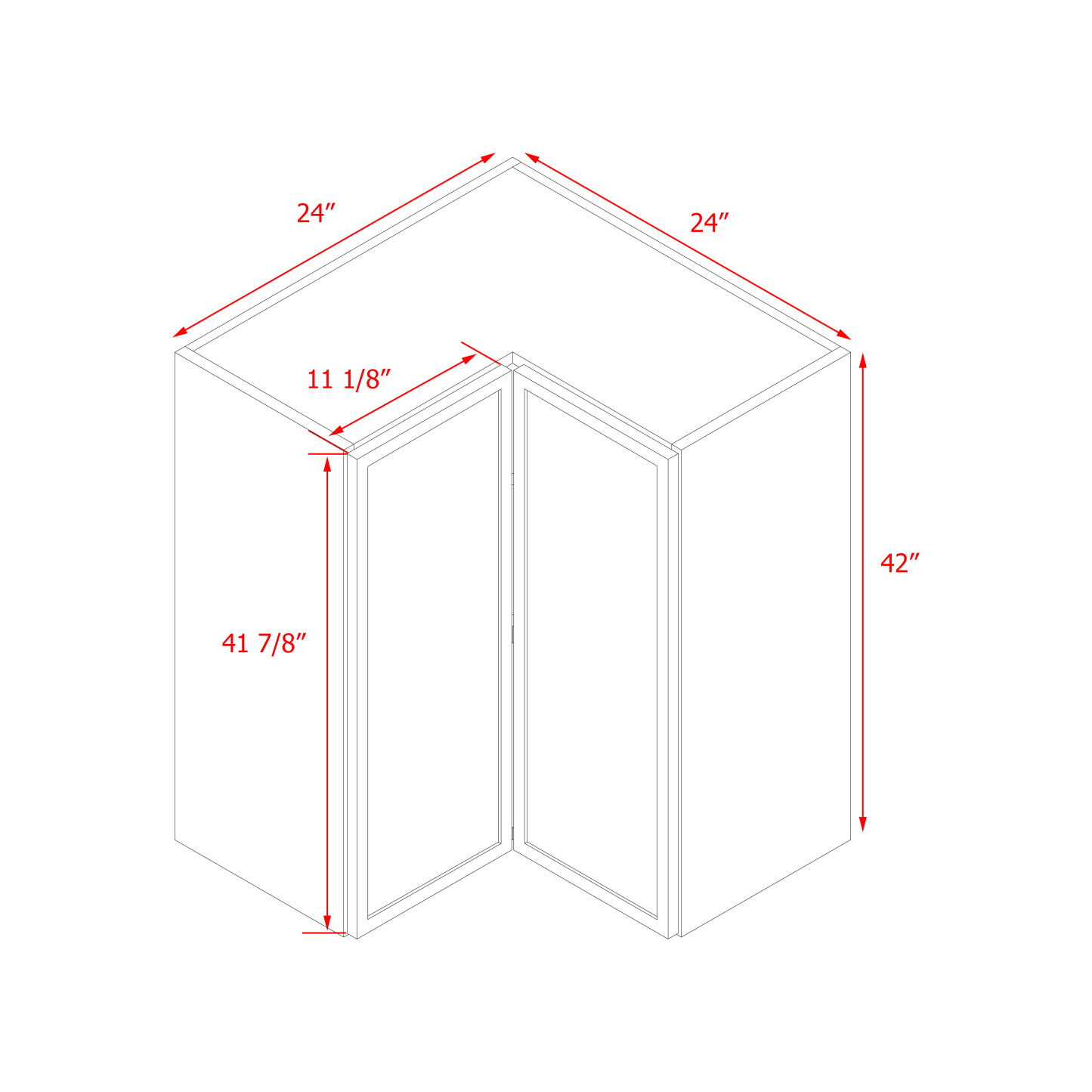 Shady Slim White Shaker - 42"W Diagonal Corner Wall Cabinet