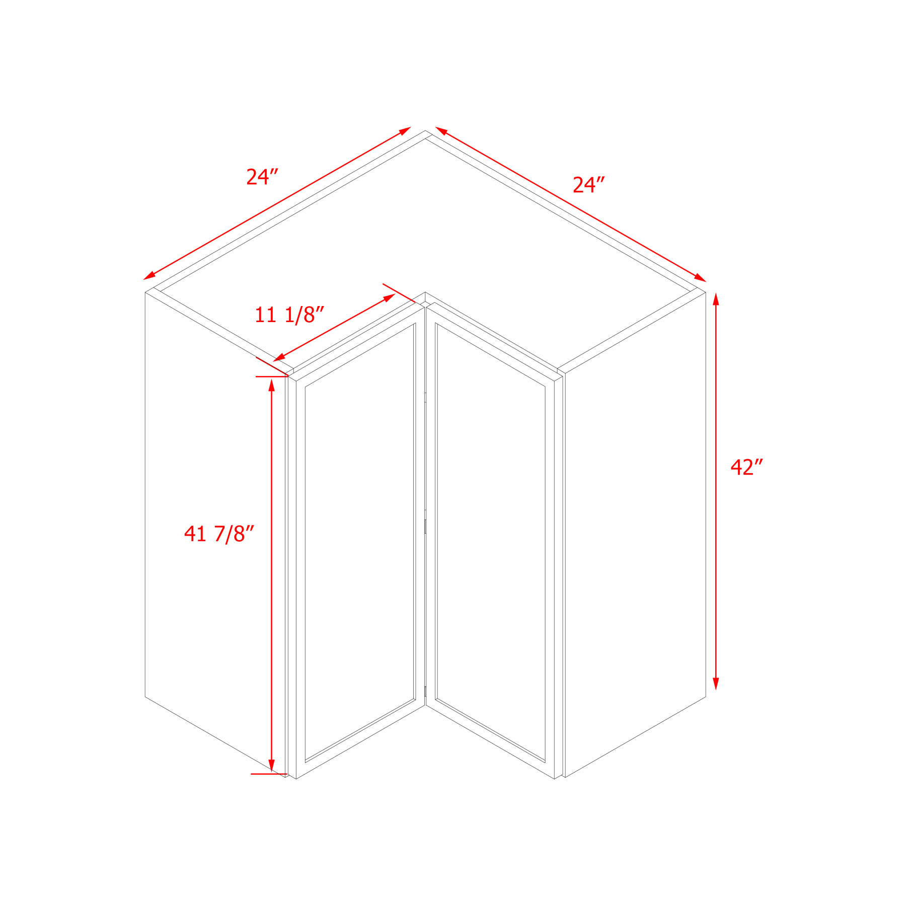 Shady Slim White Shaker - 42"W Diagonal Corner Wall Cabinet