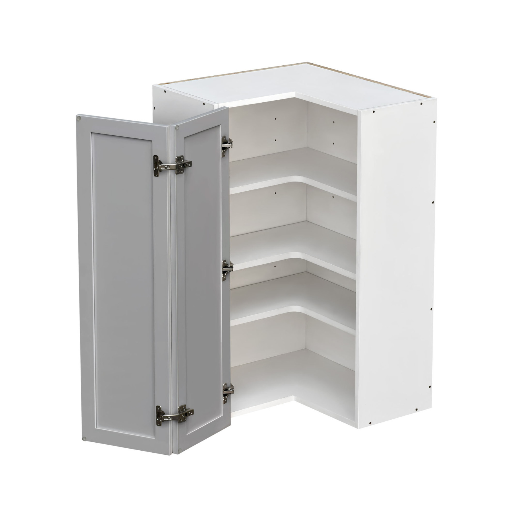 Mallroca Dolphin Gray Shaker - 42"W Diagonal Corner Wall Cabinet