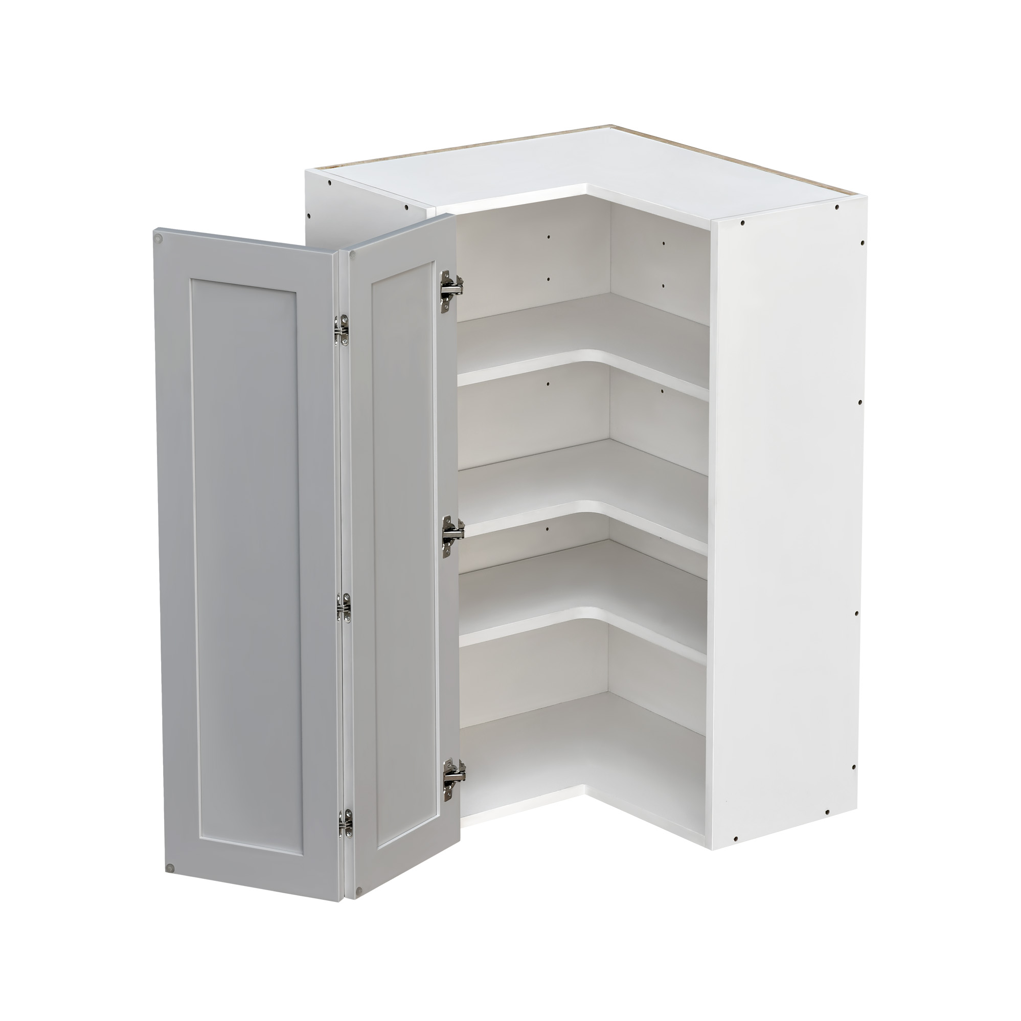 Shady Gray Slim Shaker - 42"W Diagonal Corner Wall Cabinet