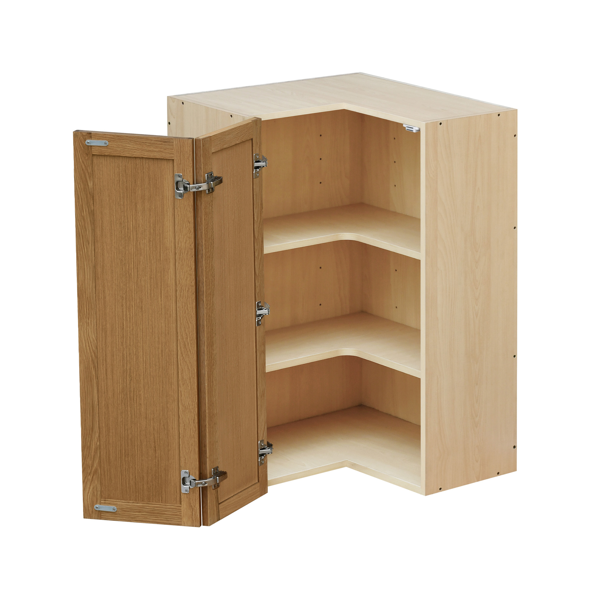 Shady Slim Oak Shaker - 42"W Diagonal Corner Wall Cabinet