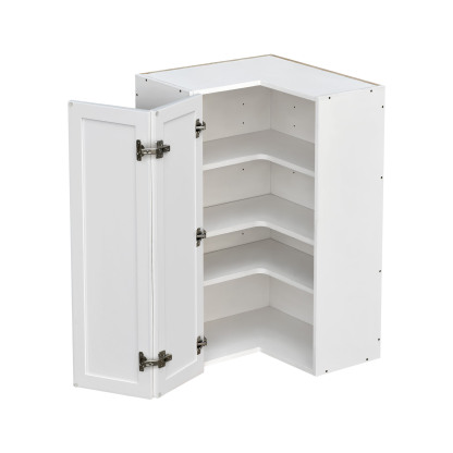 Shady Slim White Shaker - 42"W Diagonal Corner Wall Cabinet