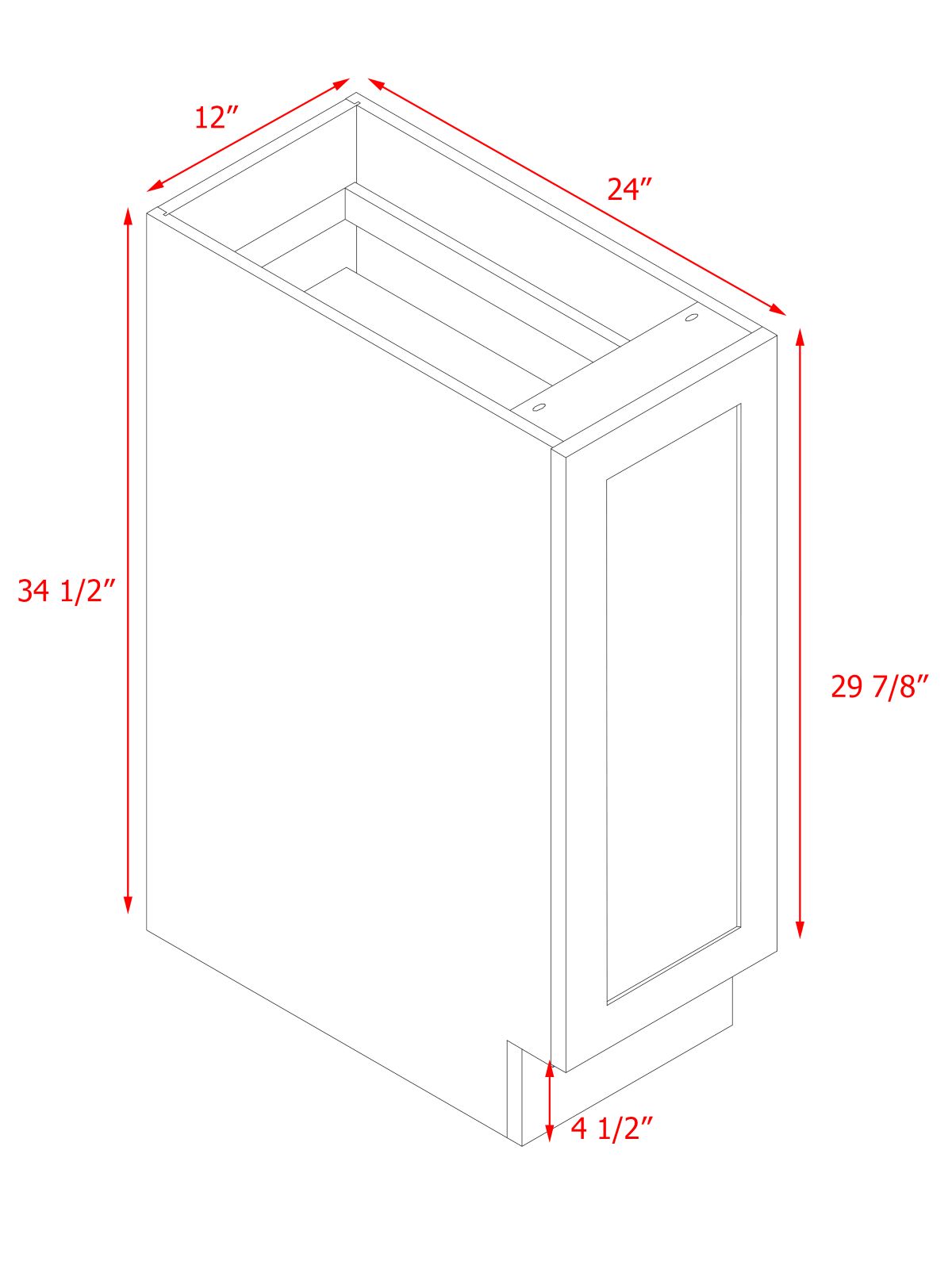 White Box Gray Shaker - 12"W Spice Pull-Out Rack Base Cabinet
