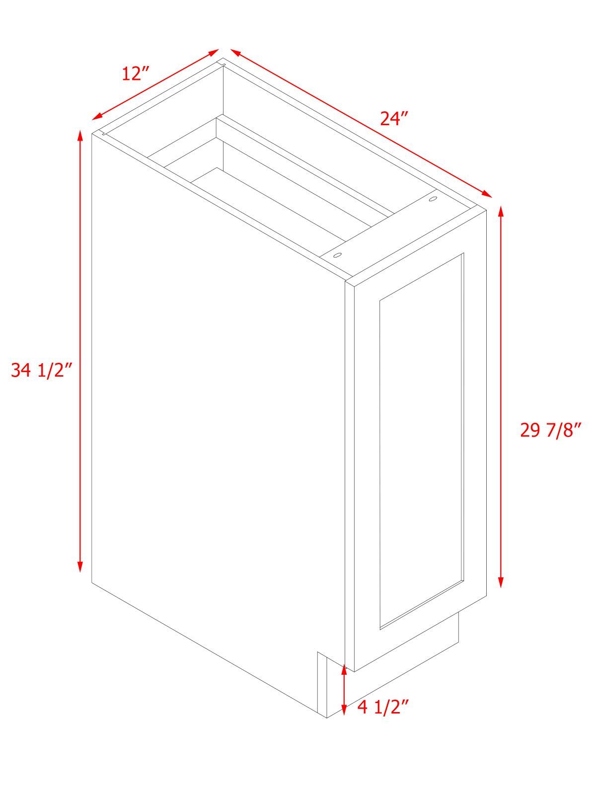 White Box Gray Shaker - 12"W Spice Pull-Out Rack Base Cabinet