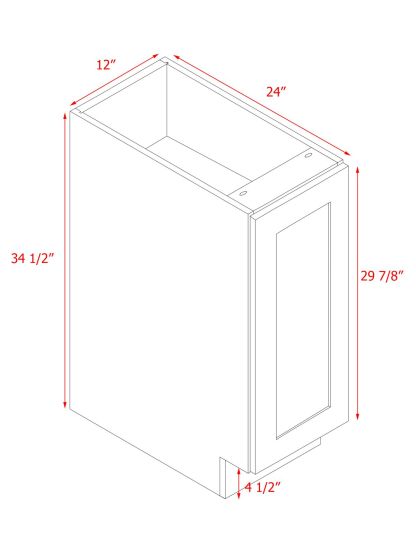 White Box Gray Shaker - 12"W Standard Base Cabinet 1-Door 1-Adjustable shelf
