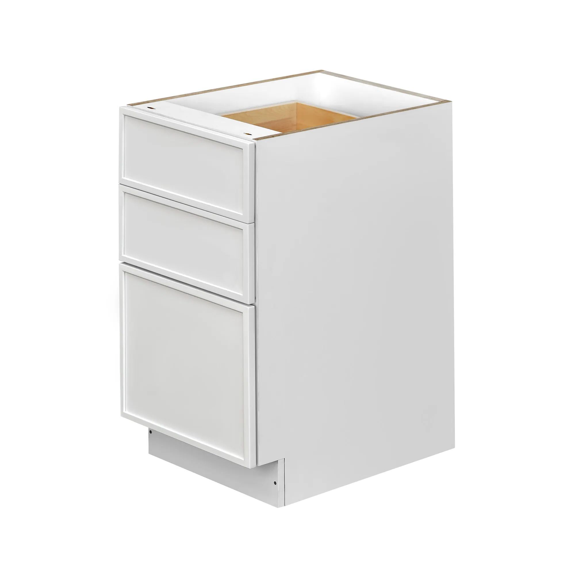 Slim White Shaker - 18"W Drawer Base Cabinet 3-Drawers