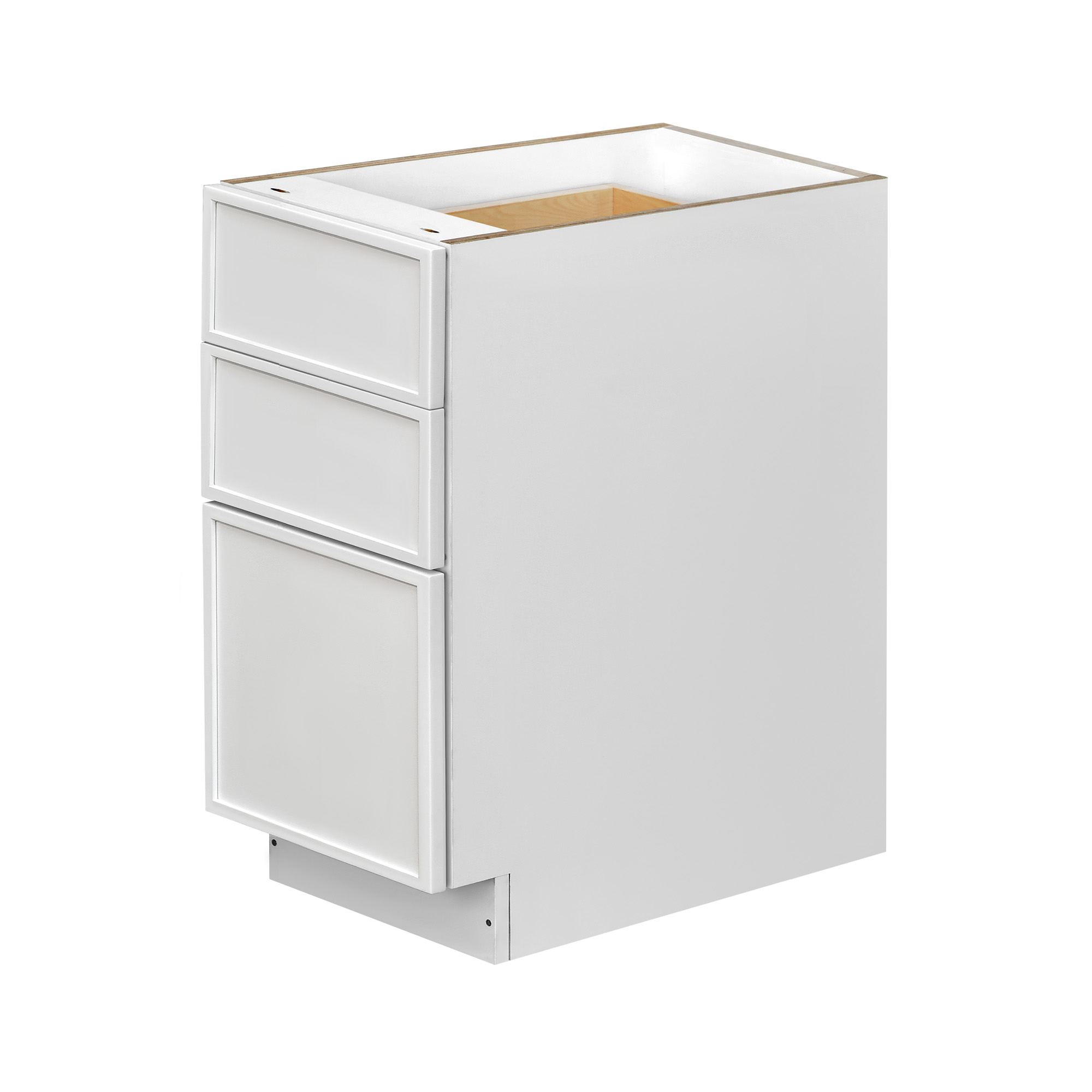 Slim White Shaker - 15"W Drawer Base Cabinet 3-Drawers