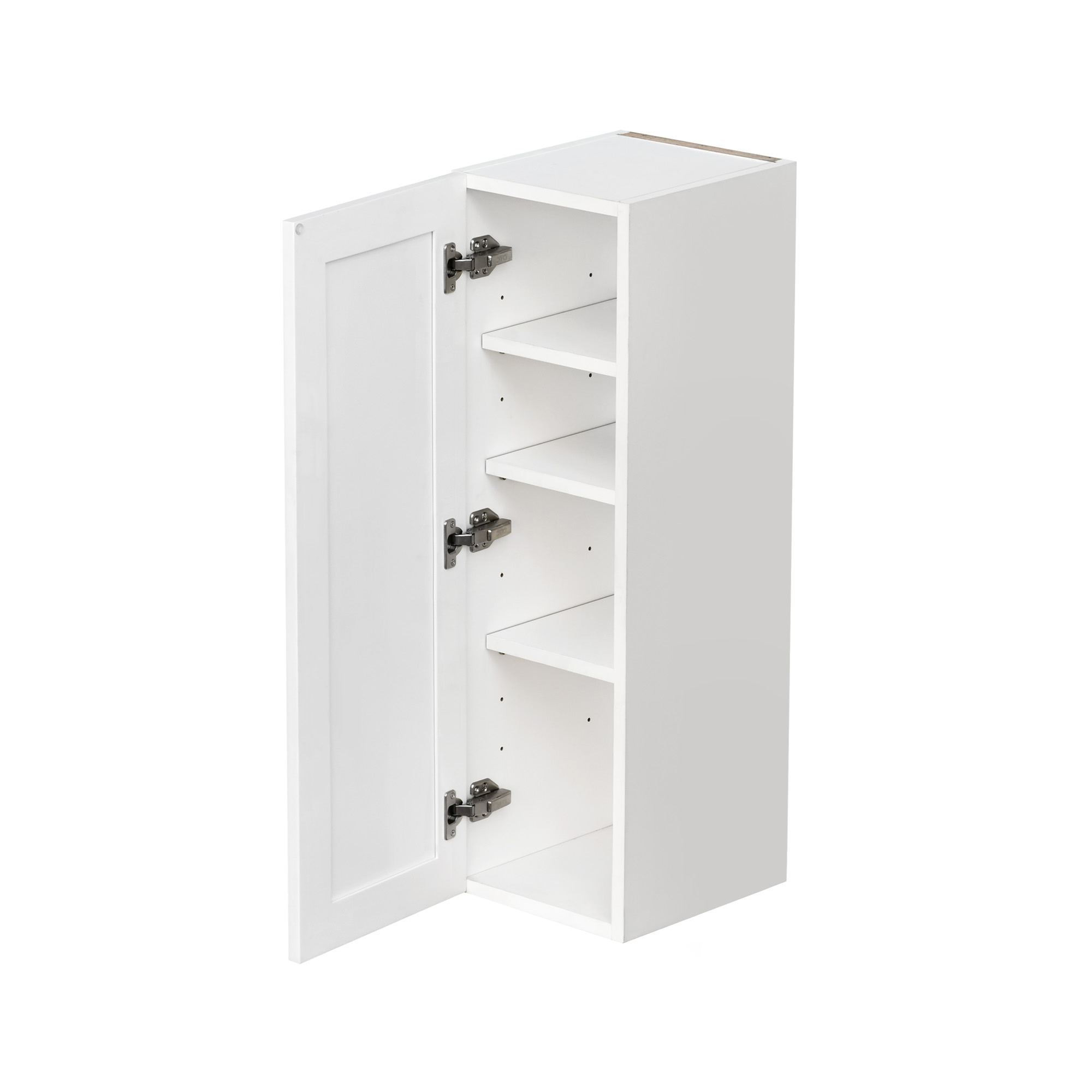 White Shaker - 9"W × 36"H Standard Wall Cabinet 1-Door 3-Adjustable shelves