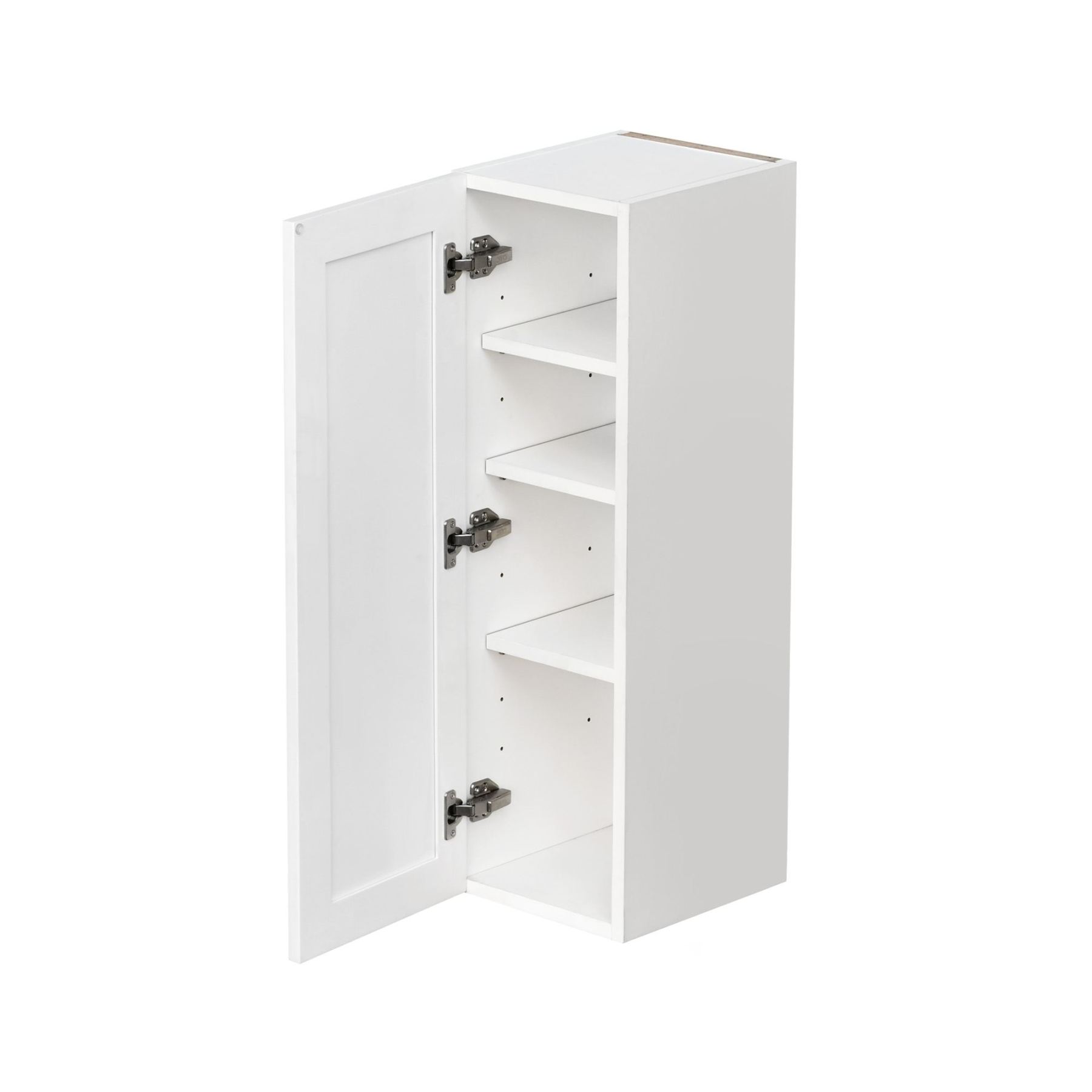 White Shaker - 9"W × 36"H Standard Wall Cabinet 1-Door 3-Adjustable shelves