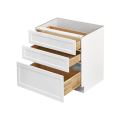 White Shaker - 33"W Drawer Base Cabinet 3-Drawers