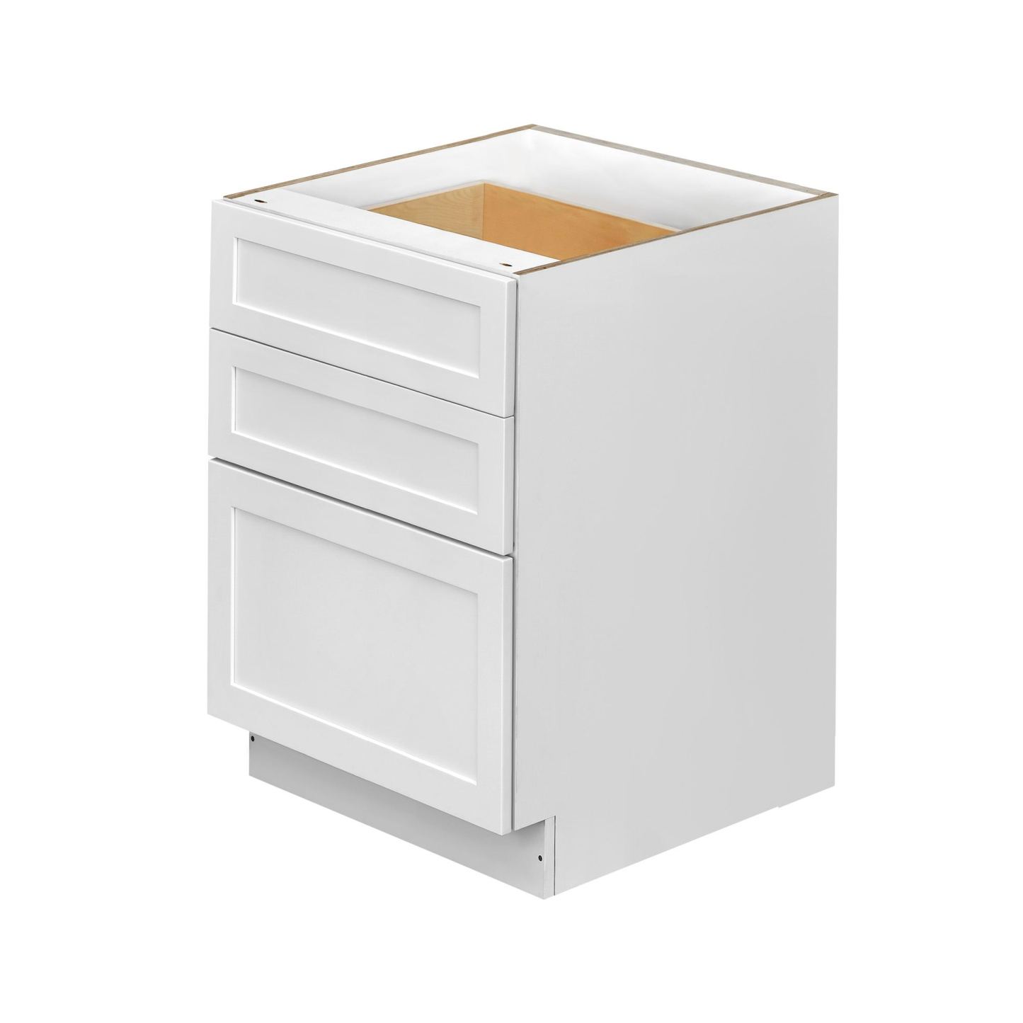 White Shaker - 24"W Drawer Base Cabinet 3-Drawers