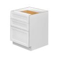 White Shaker - 30"W Drawer Base Cabinet 3-Drawers