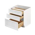 White Shaker - 30"W Drawer Base Cabinet 3-Drawers
