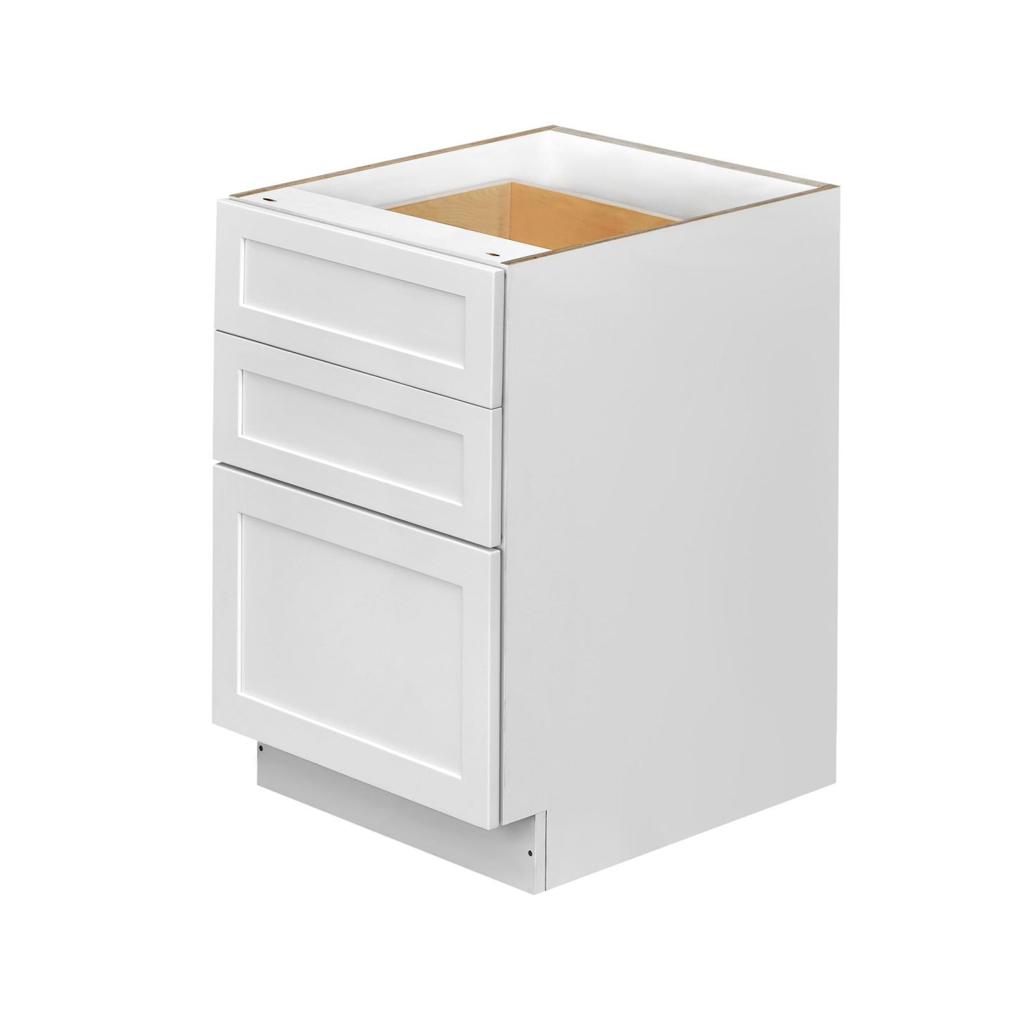White Shaker - 21"W Drawer Base Cabinet 3-Drawers