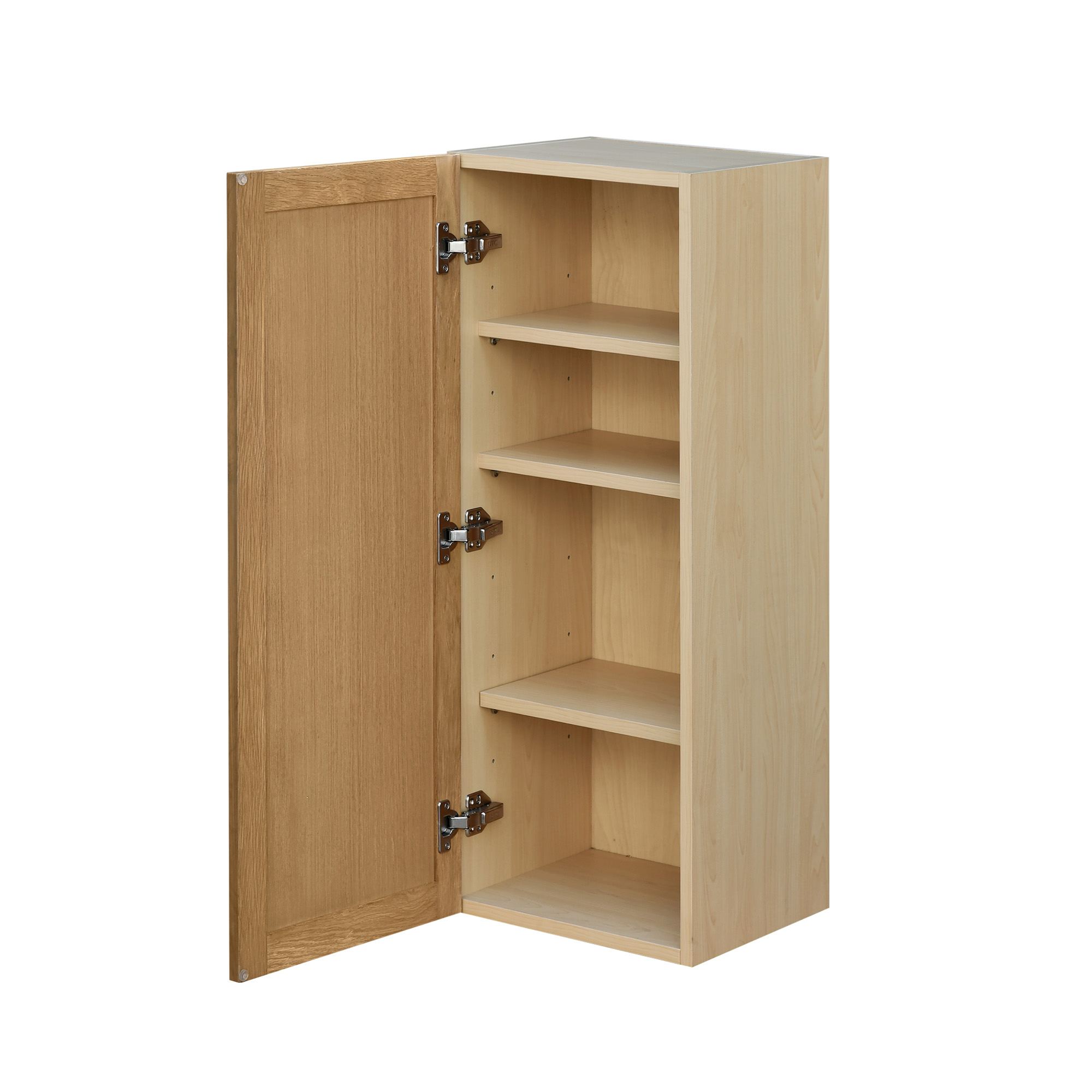 Shady Slim Oak - 12"W × 36"H Standard Wall Cabinet 1-Door 3-Adjustable shelves
