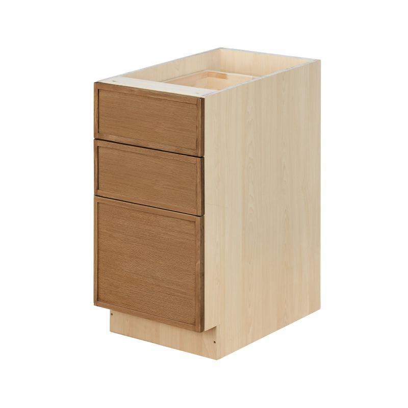 Shady Slim Oak - 15"W Drawer Base Cabinet 3-Drawers