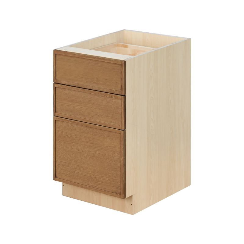 Shady Slim Oak - 18"W Drawer Base Cabinet 3-Drawers
