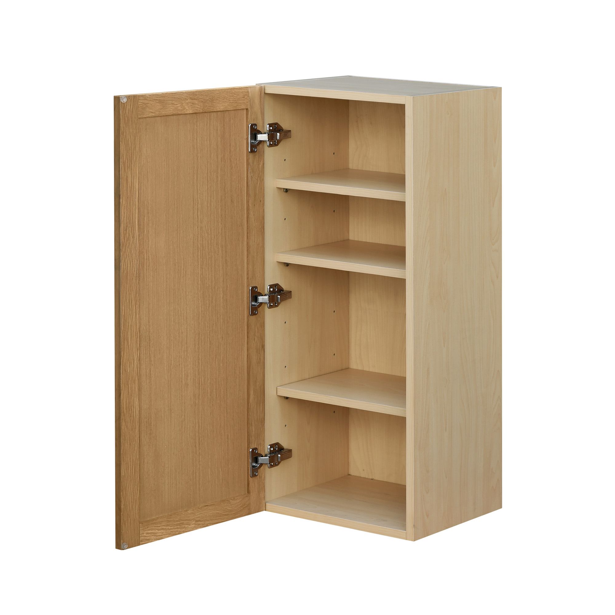Shady Slim Oak - 18"W × 36"H Standard Wall Cabinet 1-Door 3-Adjustable shelves