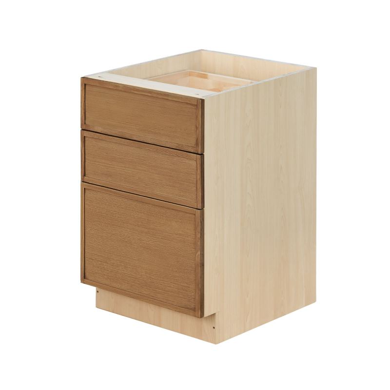 Shady Slim Oak - 21"W Drawer Base Cabinet 3-Drawers