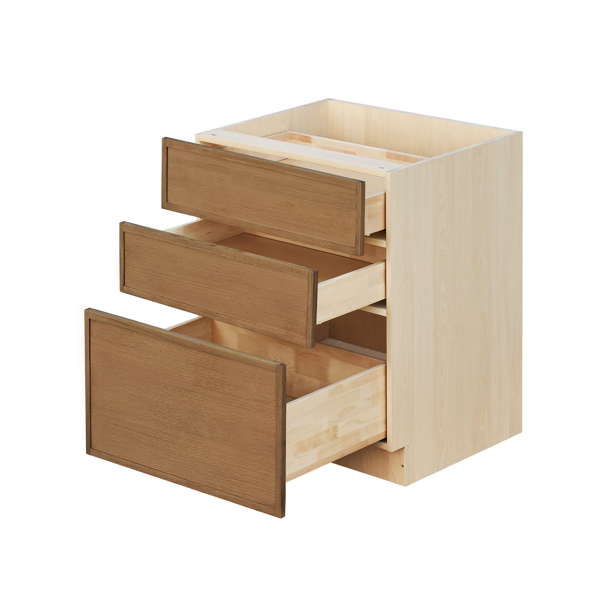 Shady Slim Oak - 21"W Drawer Base Cabinet 3-Drawers