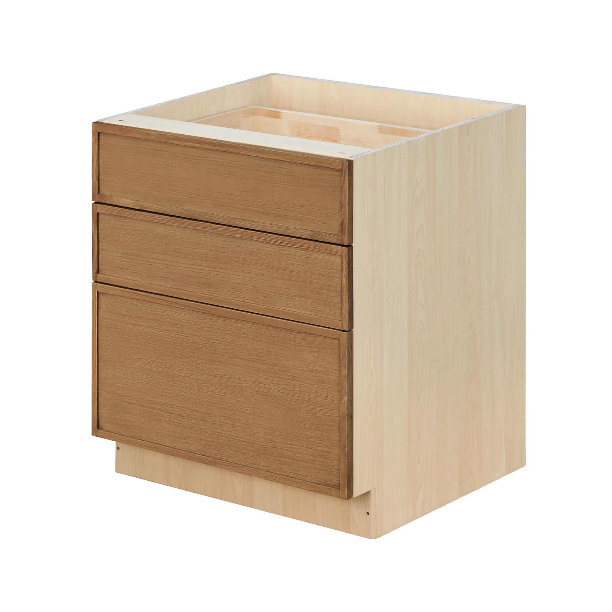 Shady Slim Oak - 30"W Drawer Base Cabinet 3-Drawers