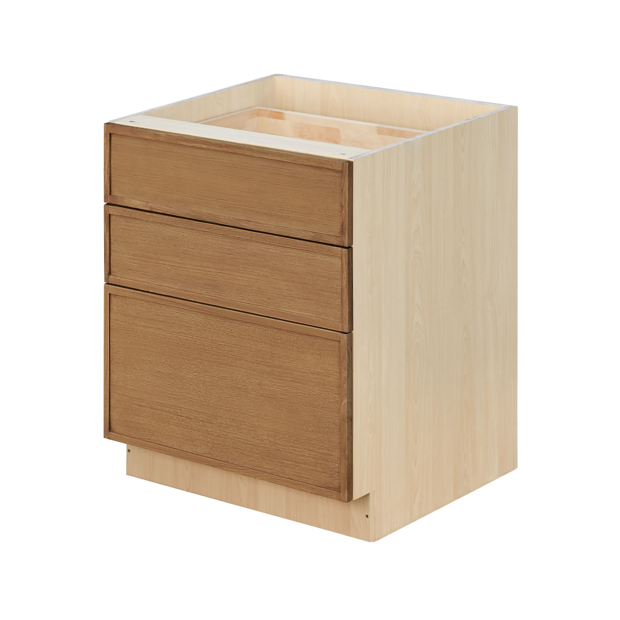 Shady Slim Oak - 27"W Drawer Base Cabinet 3-Drawers