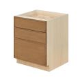 Shady Slim Oak - 27"W Drawer Base Cabinet 3-Drawers