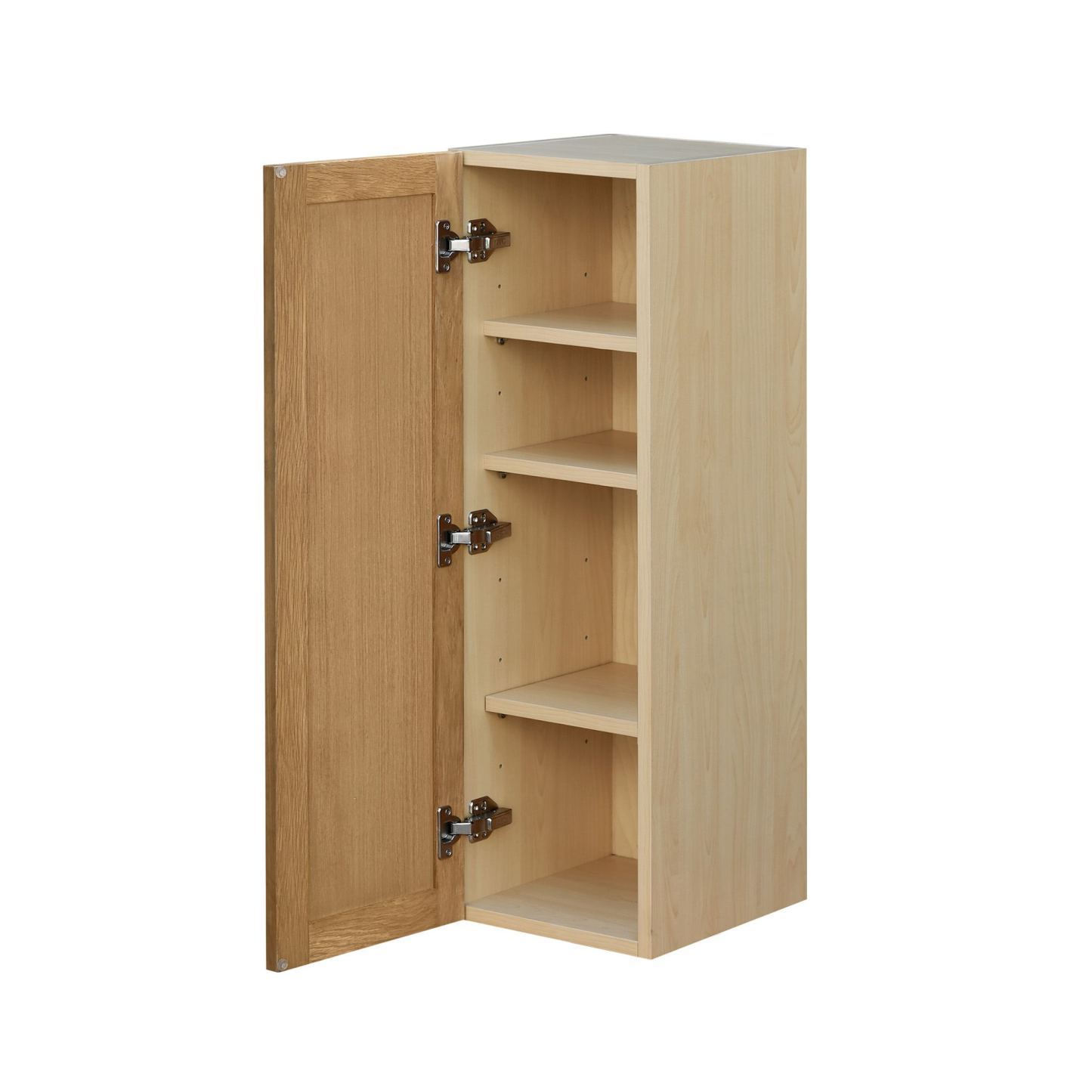 Shady Slim Oak - 9"W × 36"H Standard Wall Cabinet 1-Door 3-Adjustable shelves