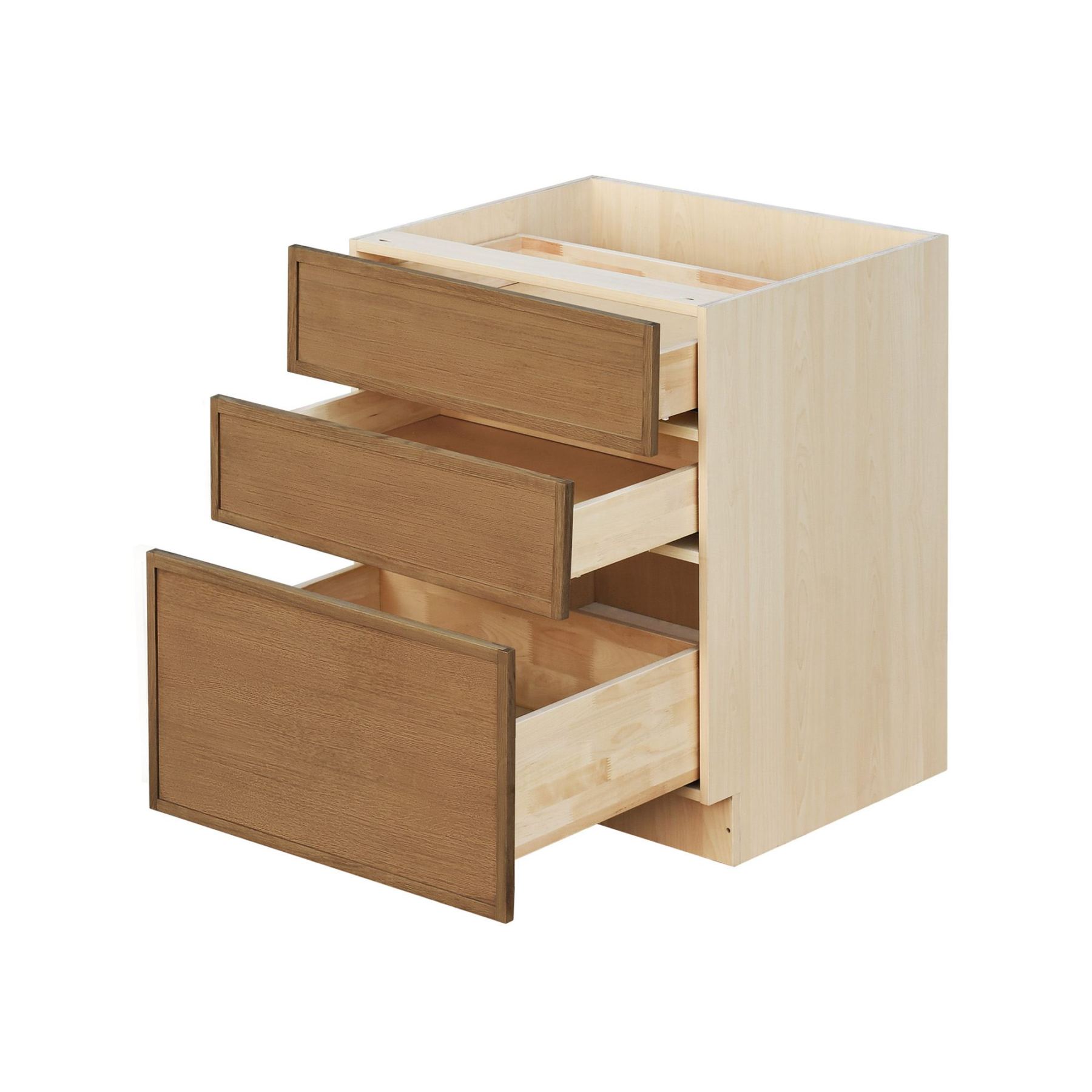 Shady Slim Oak - 24"W Drawer Base Cabinet 3-Drawers