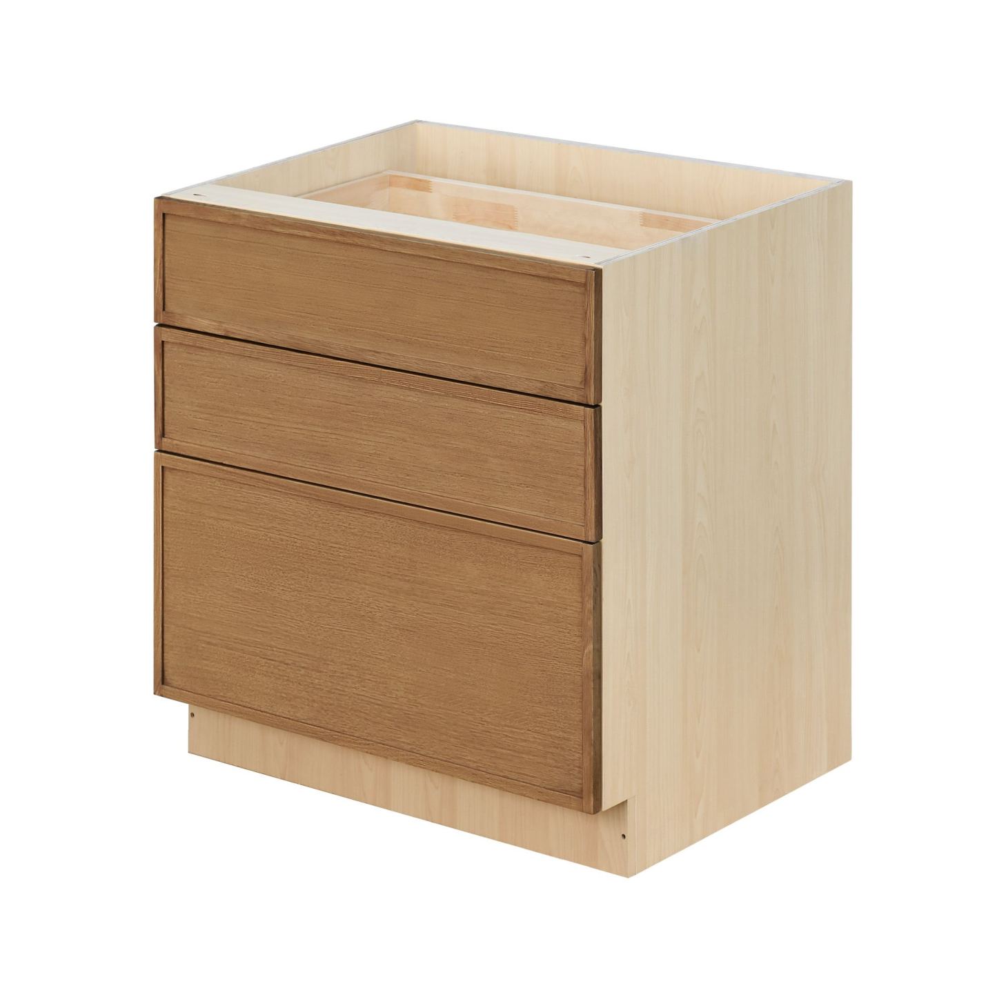 Shady Slim Oak - 33"W Drawer Base Cabinet 3-Drawers