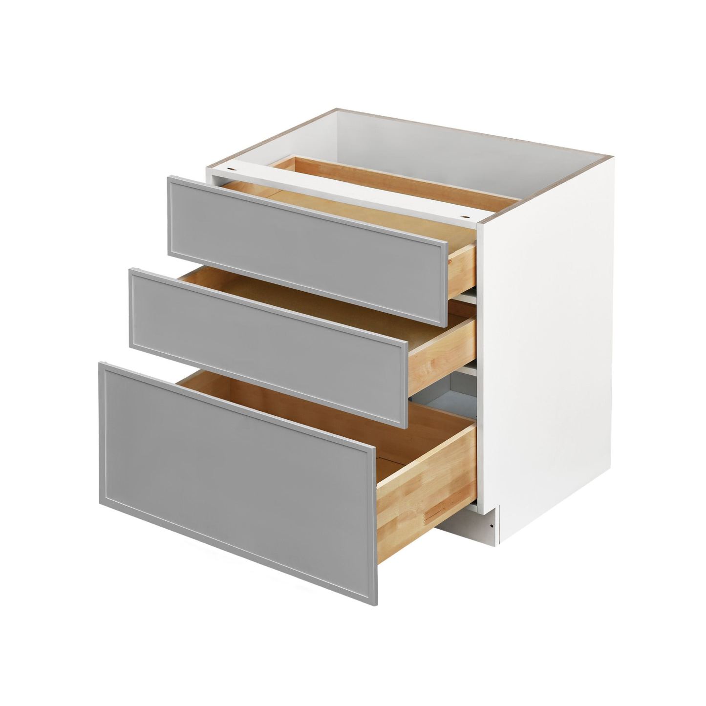 White Box Gray Slim - 33"W Drawer Base Cabinet 3-Drawers
