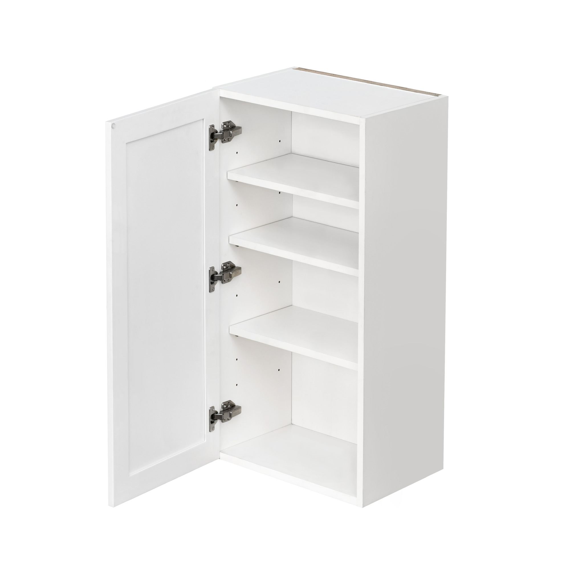 White Shaker - 18"W × 36"H Standard Wall Cabinet 1-Door 3-Adjustable shelves