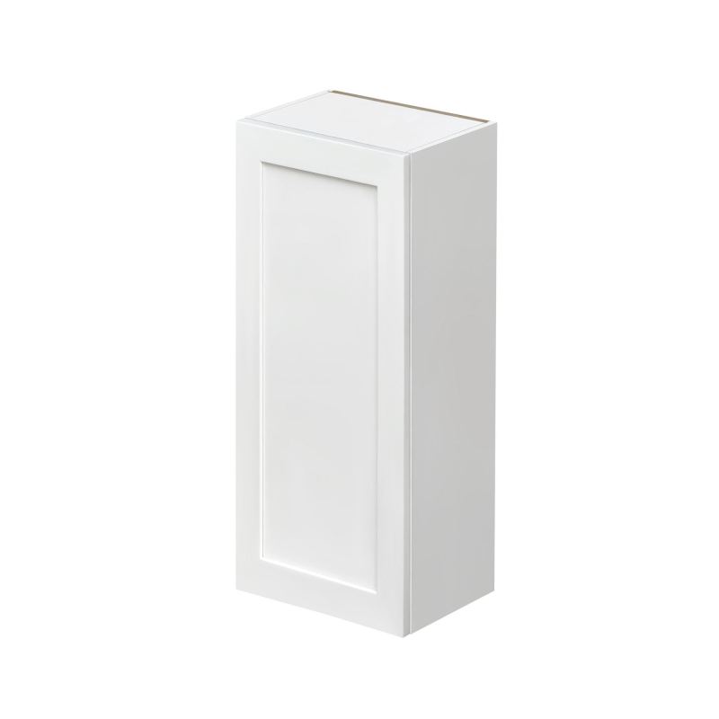 White Shaker - 12"W × 36"H Standard Wall Cabinet 1-Door 3-Adjustable shelves