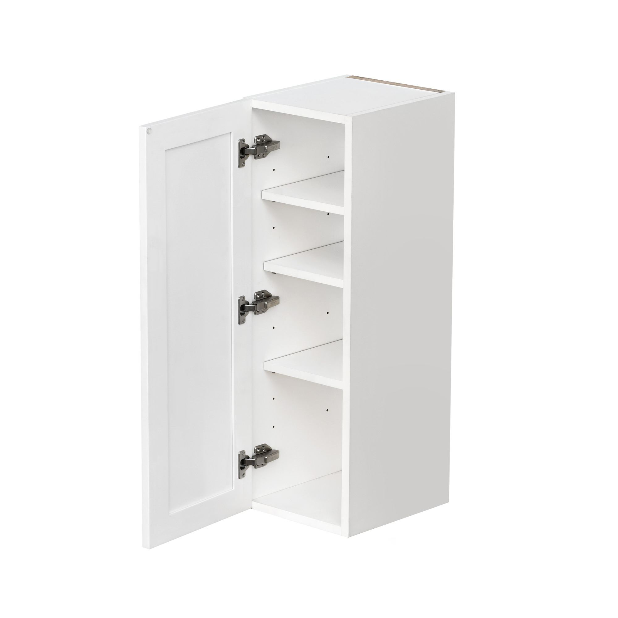 White Shaker - 12"W × 36"H Standard Wall Cabinet 1-Door 3-Adjustable shelves