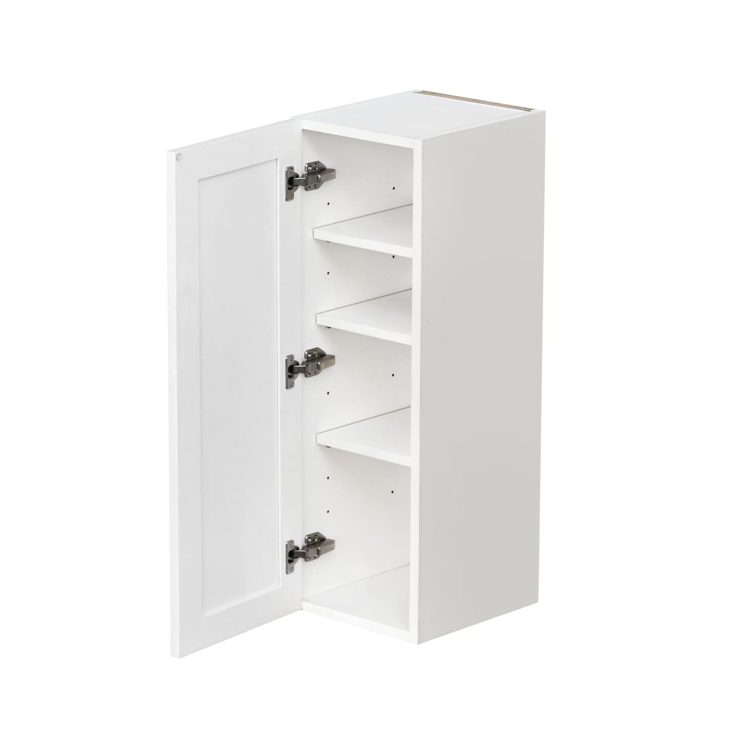 White Shaker - 12"W × 36"H Standard Wall Cabinet 1-Door 3-Adjustable shelves
