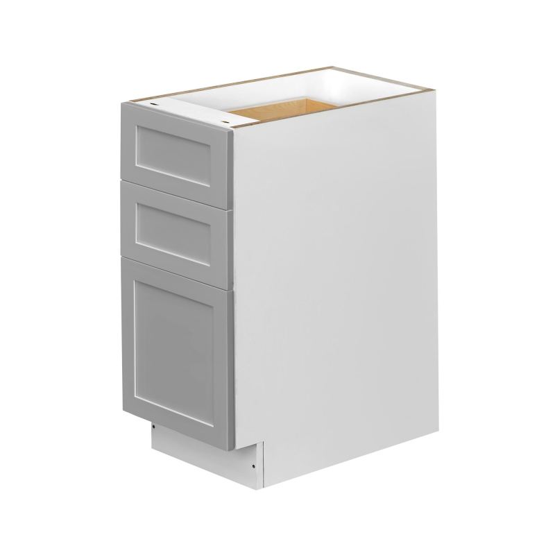 White Box Gray Shaker - 15"W Drawer Base Cabinet 3-Drawers