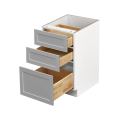 White Box Gray Shaker - 15"W Drawer Base Cabinet 3-Drawers