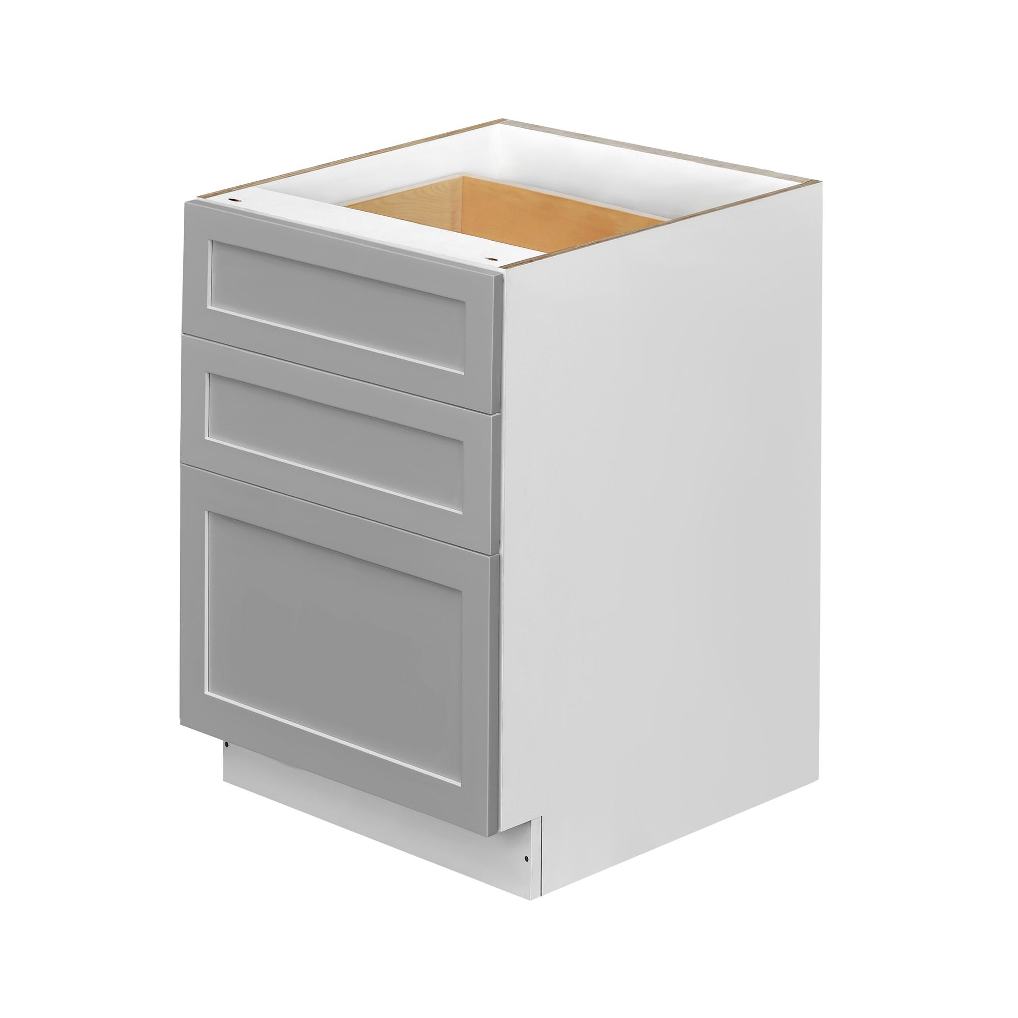 White Box Gray Shaker - 24"W Drawer Base Cabinet 3-Drawers