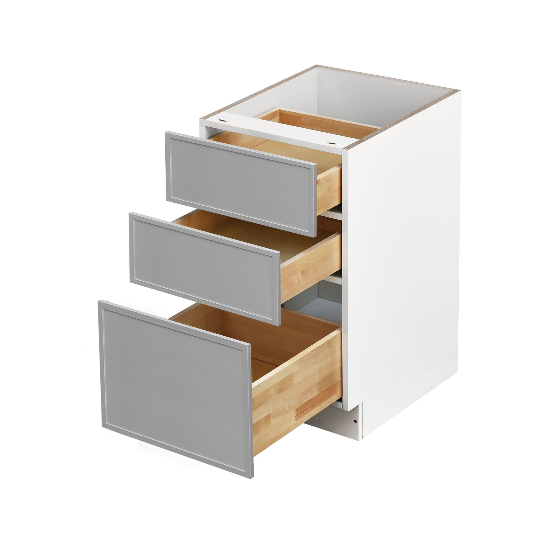 White Box Gray Slim - 12"W Drawer Base Cabinet 3-Drawers