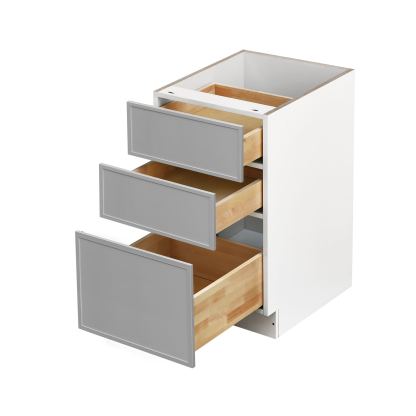 White Box Gray Slim - 12"W Drawer Base Cabinet 3-Drawers