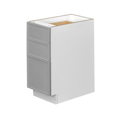 White Box Gray Slim - 15"W Drawer Base Cabinet 3-Drawers