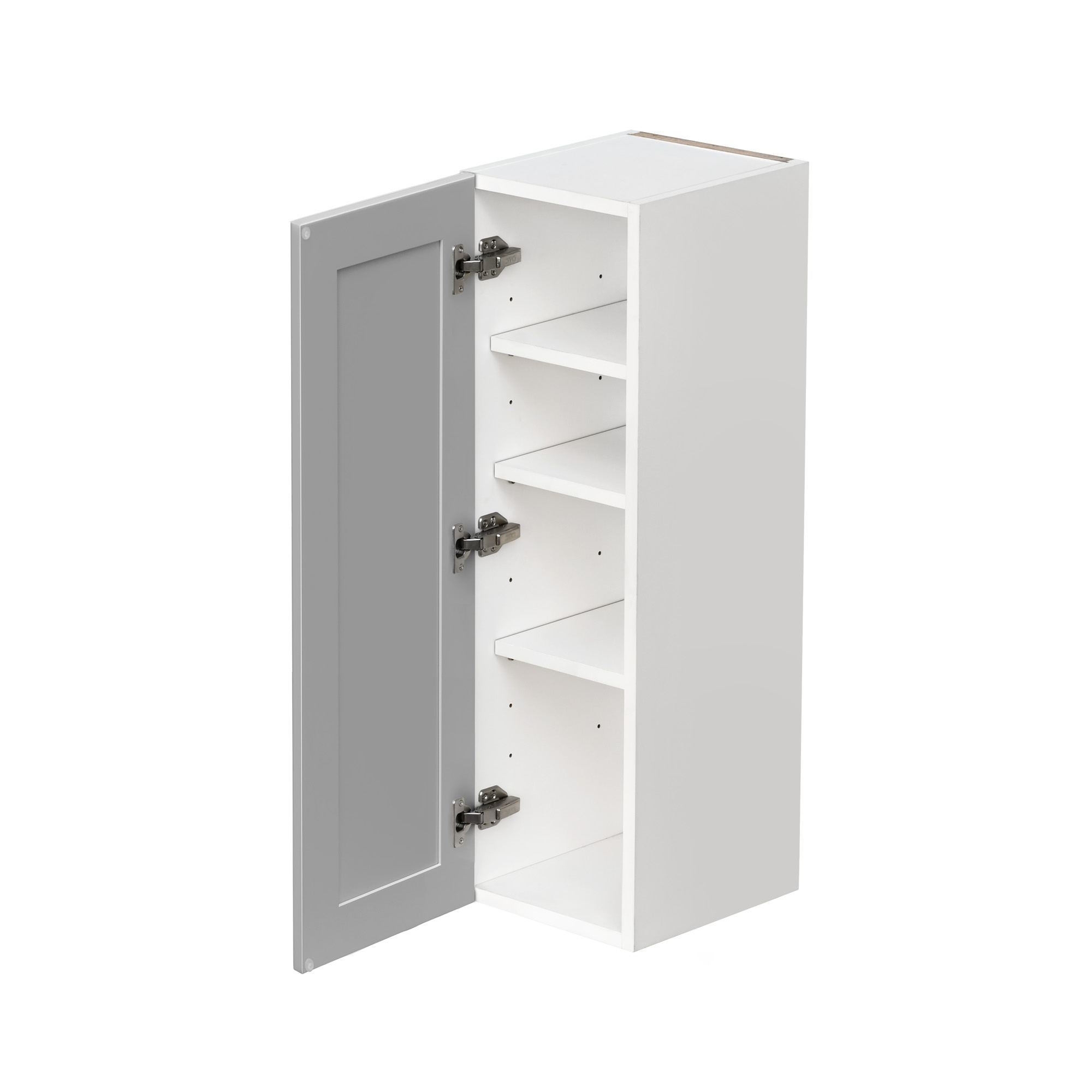 White Box Gray Shaker - 9"W × 36"H Standard Wall Cabinet 1-Door 3-Adjustable shelves