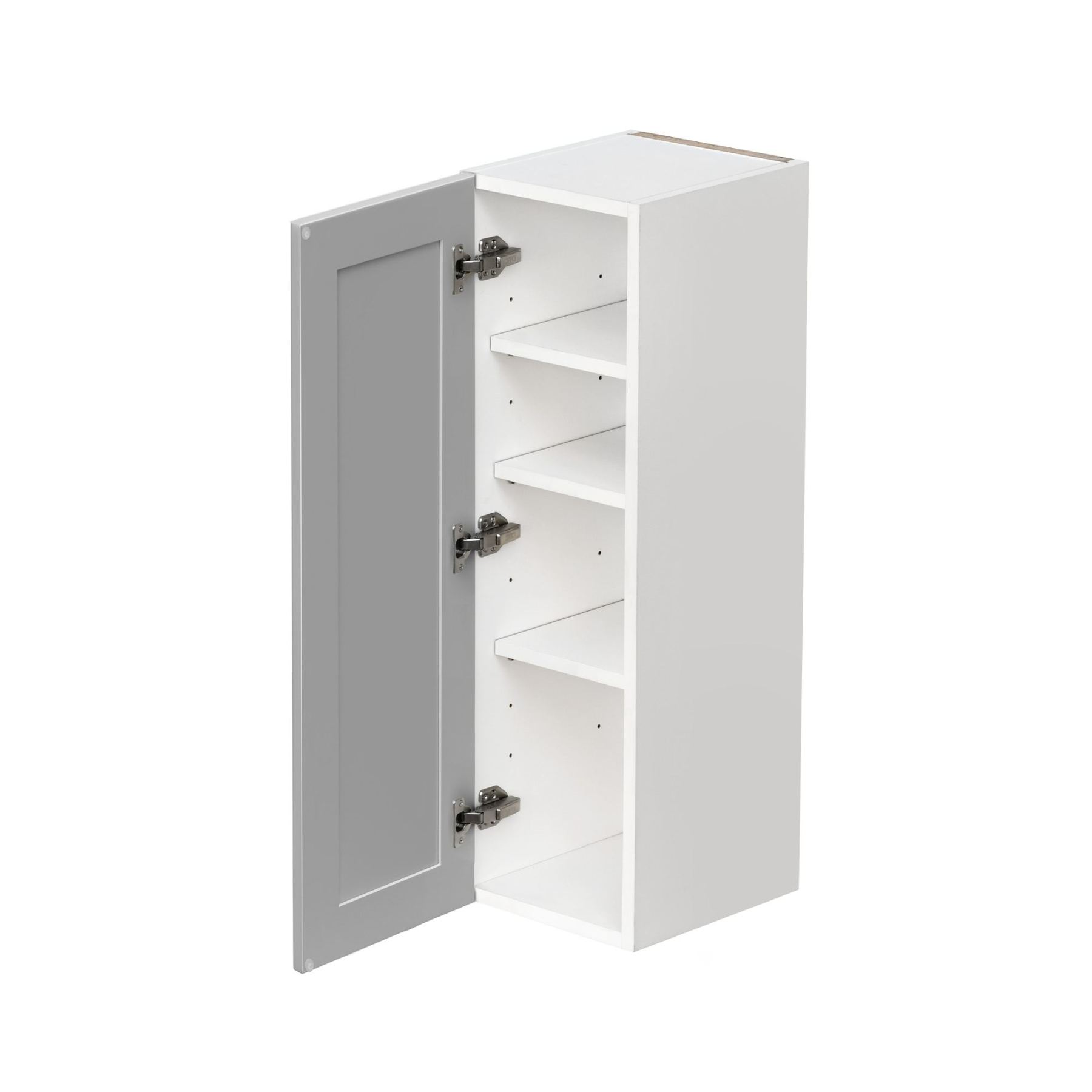 White Box Gray Shaker - 9"W × 36"H Standard Wall Cabinet 1-Door 3-Adjustable shelves
