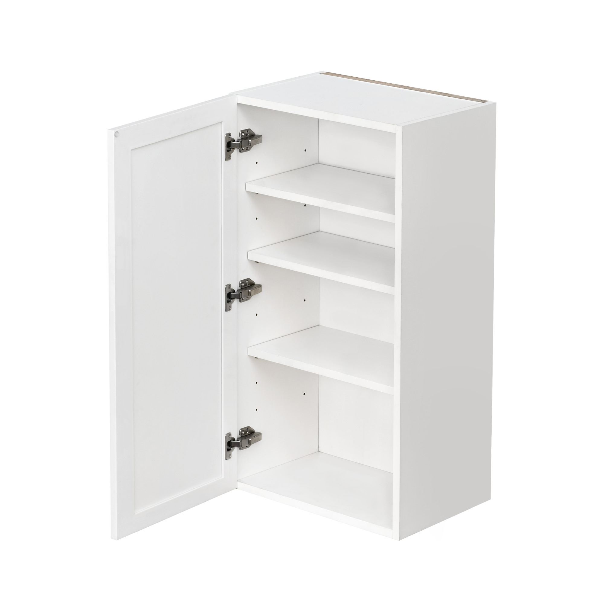 Slim White Shaker - 21"W × 36"H Standard Wall Cabinet 1-Door 3-Adjustable shelves