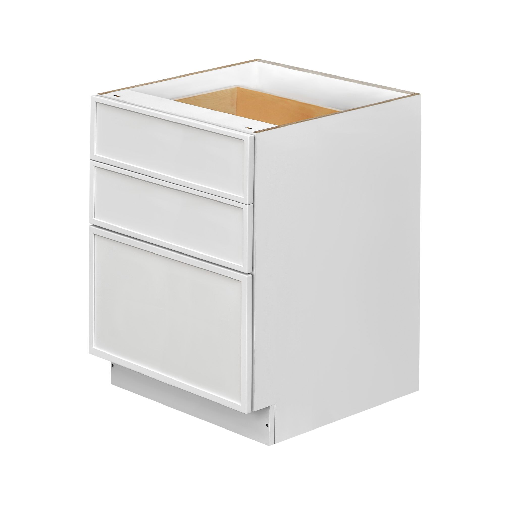Slim White Shaker - 30"W Drawer Base Cabinet 3-Drawers