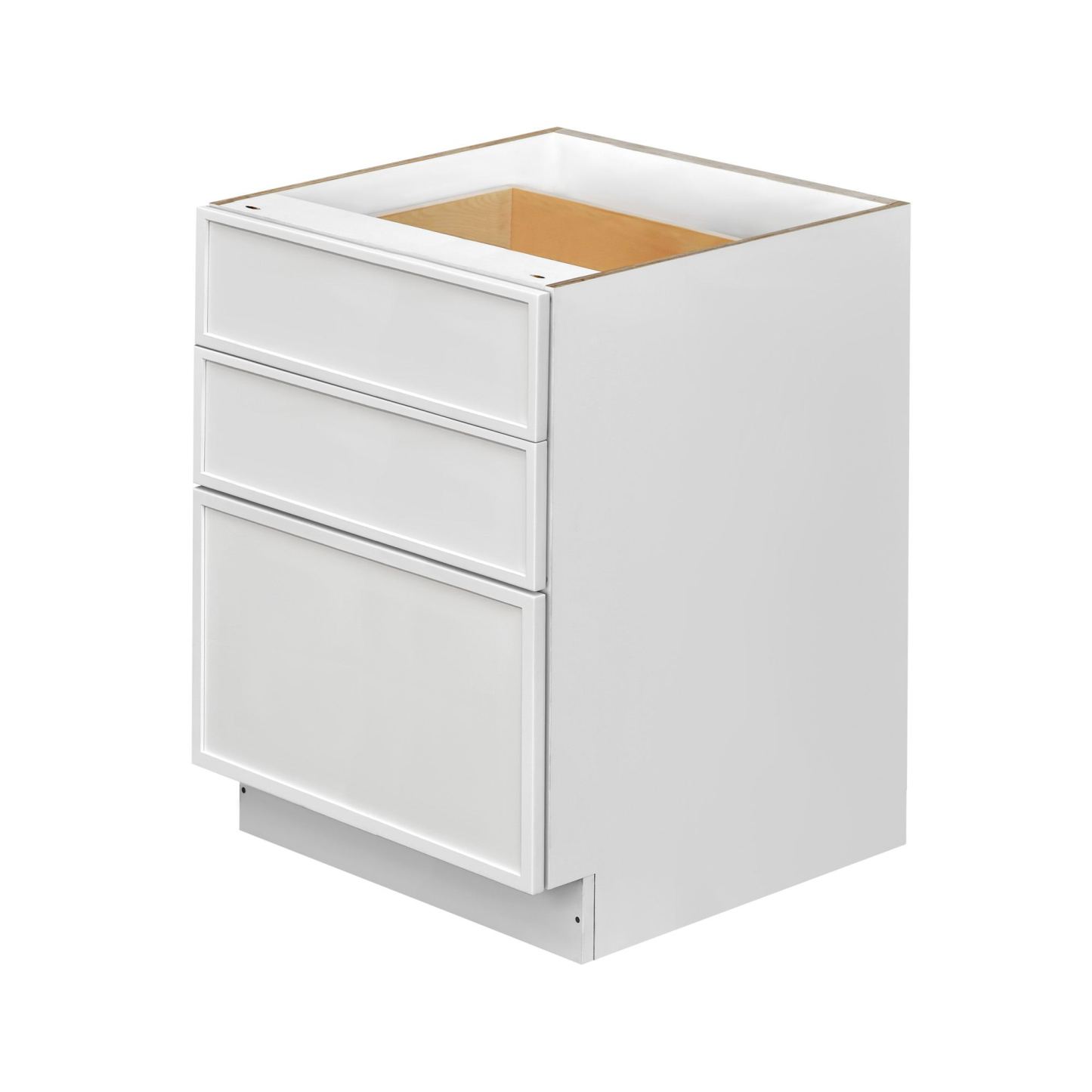 Slim White Shaker - 30"W Drawer Base Cabinet 3-Drawers