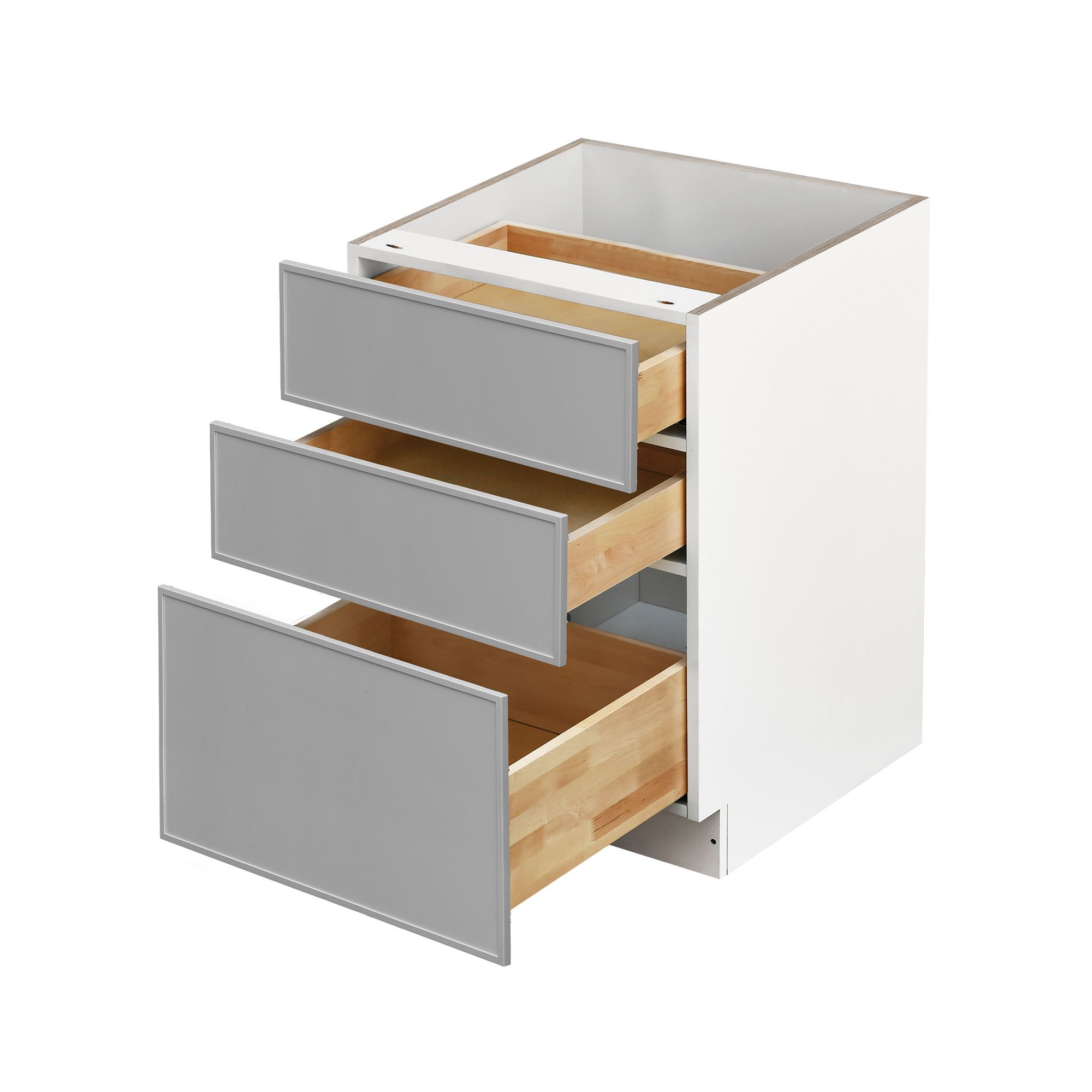 White Box Gray Slim - 21"W Drawer Base Cabinet 3-Drawers