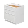 Slim White Shaker - 36"W Drawer Base Cabinet 3-Drawers