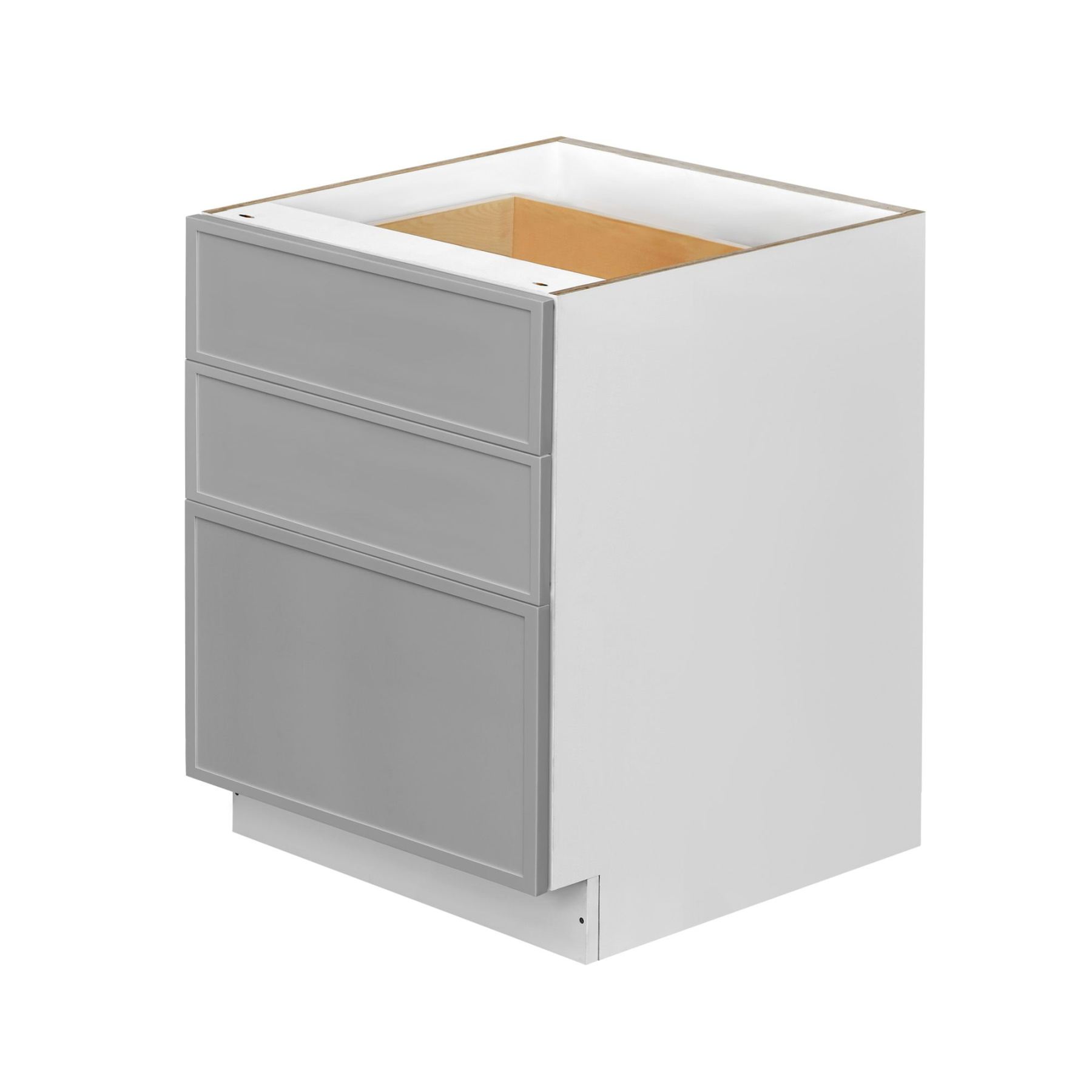 White Box Gray Slim - 30"W Drawer Base Cabinet 3-Drawers