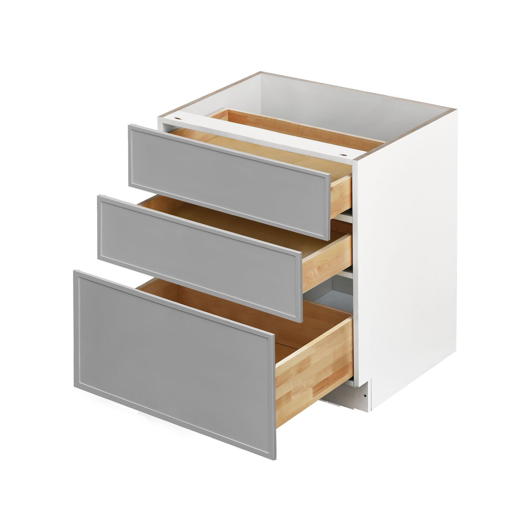 White Box Gray Slim - 30"W Drawer Base Cabinet 3-Drawers